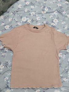 Cute Ribbed Lettuce Hem T-Shirt