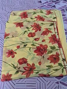 Very Beautiful Daily Wear yellow  Floral Saree