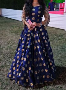 dark blue reseption gown