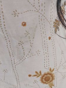 Cream Floral Print Kurta