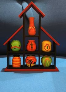 Hand-Painted Terracotta Pot Shelf Decor
