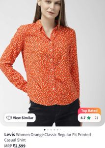Levis Orange Printed Button-Down Shirt