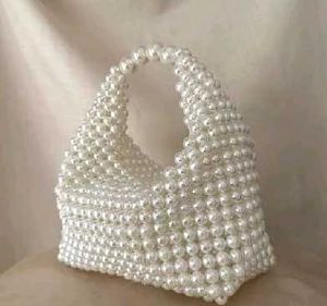 Elegant Pearl Beaded Handbag – Luxury White Pear
