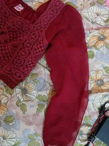 Maroon Crocheted Blouse