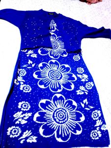 Blue Pearl Embellished Knit Sweater