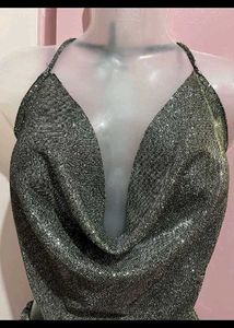 Sparkling Silver Halter Neck Top