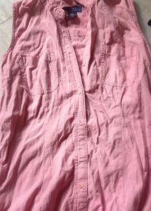 Sleeveless Pink Button-Up Top