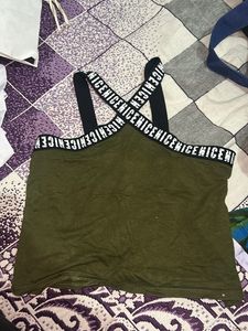 Green Halter Neck Crop Top