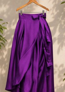 Elegant Purple Satin Wrap Skirt