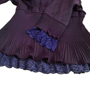 Purple Pleated top with Lace Detail