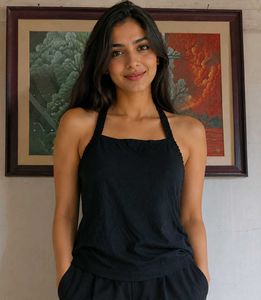 Elegant Black Halter Neck Top