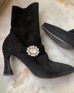 Vintage Suede Jewelled Boots