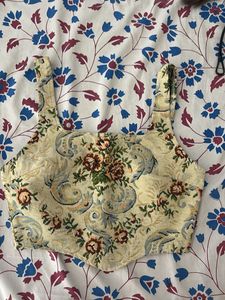 Embroidered Floral Brocade Blouse Top