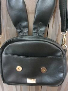 Black Bunny Ear Crossbody Bag with 3 pockets