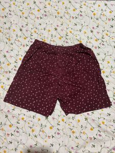 Maroon Boxer Shorts with White Print