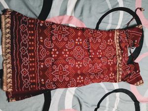 Maroon Bandhani Kurta Set
