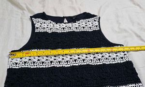 Ann Taylor Navy &amp; White Lace Top
