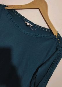Sea Green Have Lace Neck &amp; Sleeves