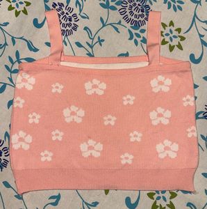 Pink Knit Crop Top