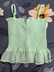 Green Ruffle Top With Shrug