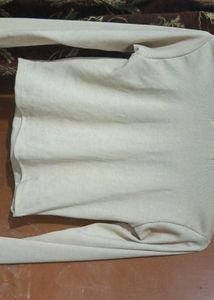 Zara Cream Square Neck Long Sleeve Top