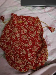 Red Floral Potli Bag