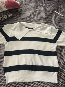 Striped Sweater with Peter Pan Collar