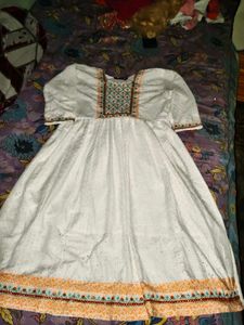White Embroidered Anarkali Kurta