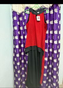 Stunning Red &amp; Black Gown Embellished Necklin