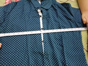 Men's Blue Printed Full Sleeve Shirt in L size ⁹
