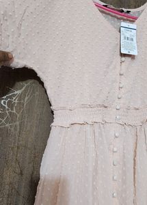 Sunday SALE Peach Button-Front Midi Dress