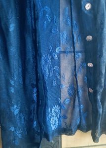 Elegant Navy Floral Sheer Kimono