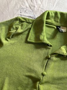 Green Button-Down Crop Top