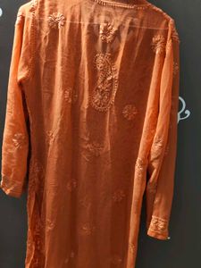 Rust Orange Chikankari Kurta