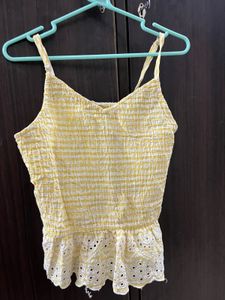 Cute Yellow Gingham Smocked Cami Top 💛