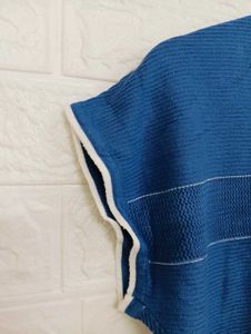 Stylish Blue Top with White Accents
