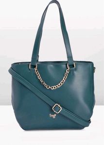 Stylish Teal Handbag with Gold Chain