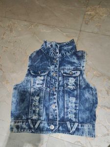 Distressed Denim Vest