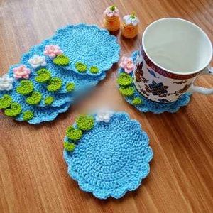 Handmade Crochet lotus pond Coasters