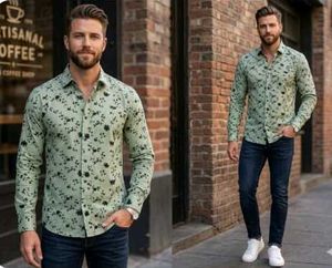 Men's Floral Print Button-Down Shirt