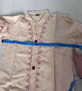 Embroidered Beige Kurta