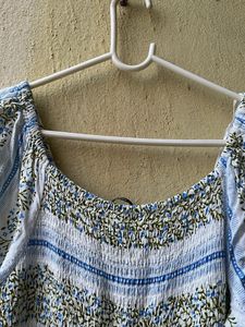 Brand New Zudio Boho Blue Floral Smocked Dress