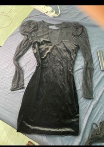 Elegant Black Velvet Lace Dress