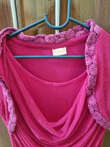 Chic Pink Drape Neck Top