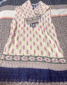 Beautiful Cream n blue kurta set