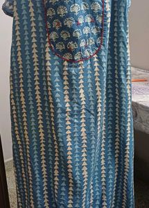 Blue Printed Cotton Nighty