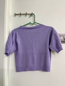 Cute Korean Lavender Cropped Cardigan