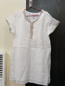 BIBA White Embroidered Kurta