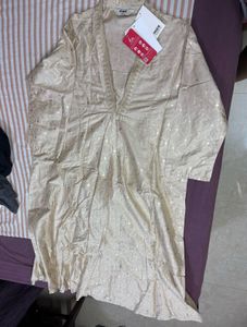 Max Beige Embroidered Kurta