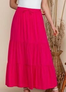 Vibrant Pink Tiered Maxi Skirt